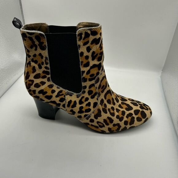 Coach and Four Tate Tan Brown Leopard Print Calf Hair Ankle Boot - Picture 8 of 12